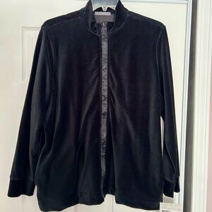 New Ladies Liz Claiborne Black Velvet Zip Up Jacket Size 1x